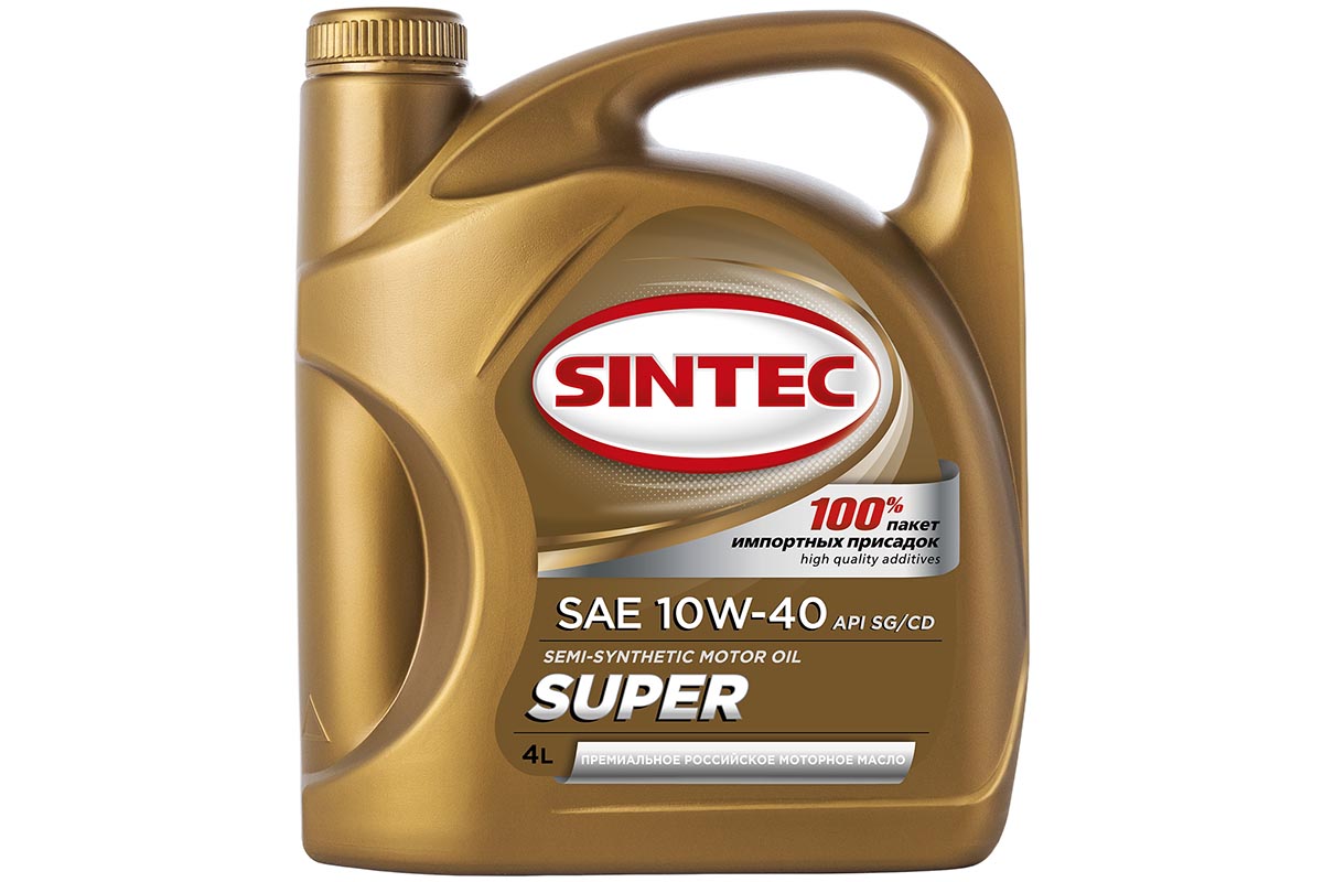 Масло Sintec Супер SAE 10W-40 API SG/CD канистра 4л ТСС 031729 Смазывающе-охлаждающая жидкость